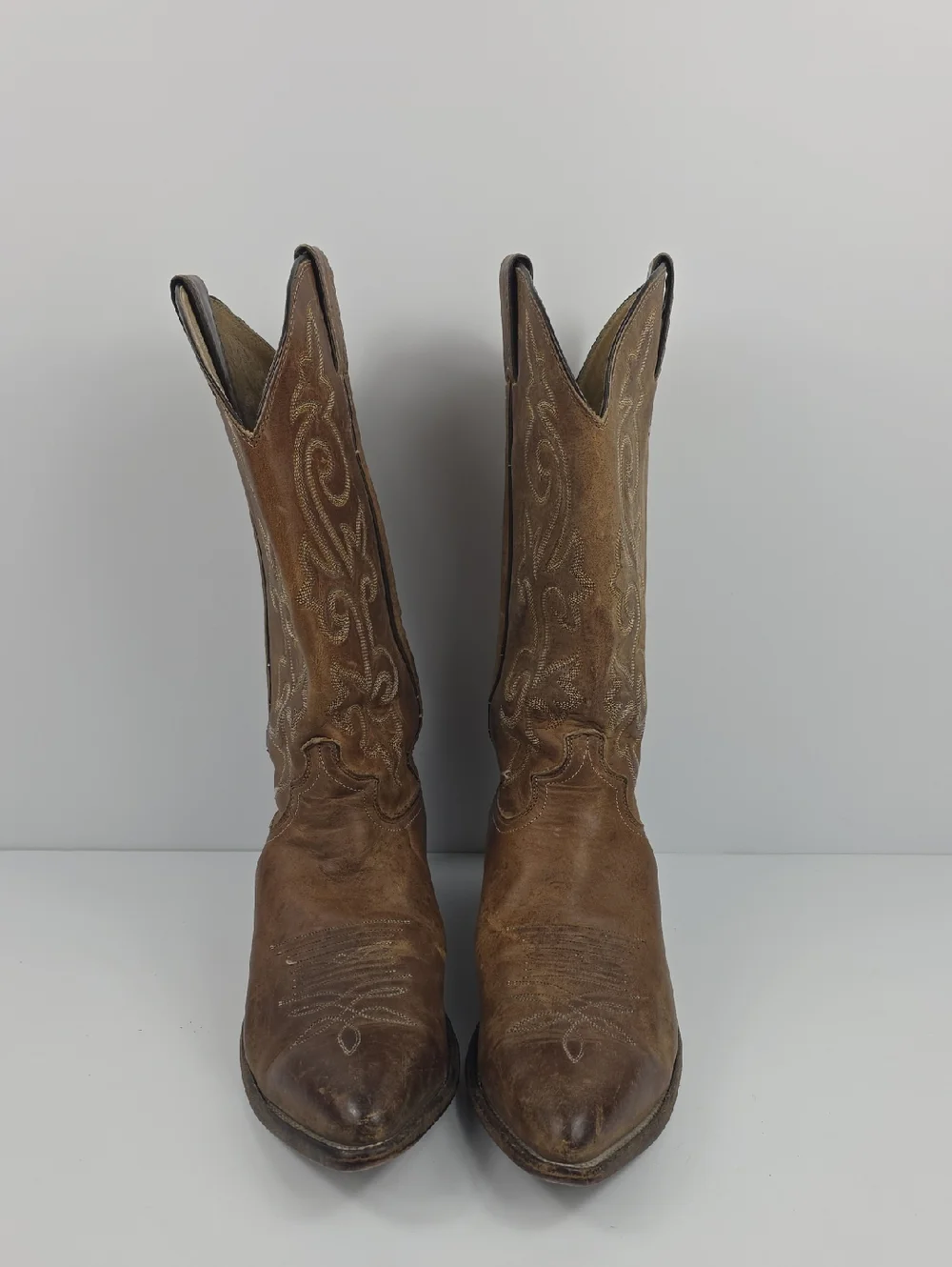 Vintage Justin Brown Leather Men's Cowboy Boots Size 10